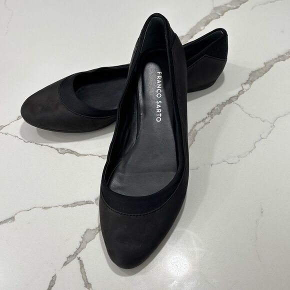 Franco Sarto | Women’s Coal Grey and Black Leather Caterina Ballet Flat Size 7.5 - Picture 1 of 9